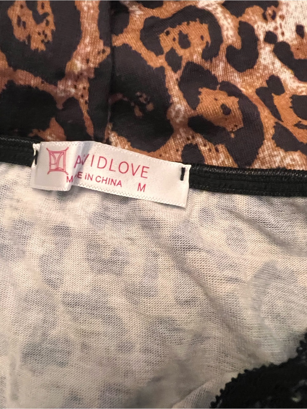 Leopard Print Lace Trim Cami sleep wear - Black Trim - Picture 5 of 8